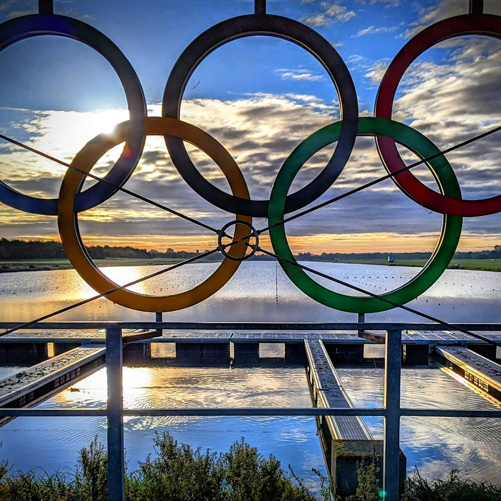 Olympic rings at Dorney Lake