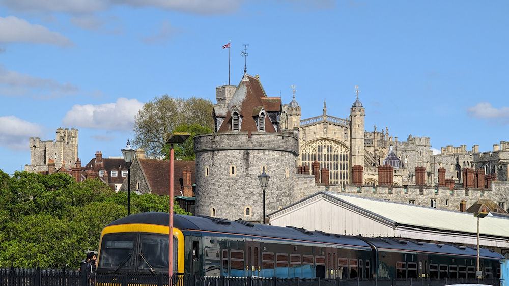 Windsor & Eton Central Station with Windsor Castle in the distance